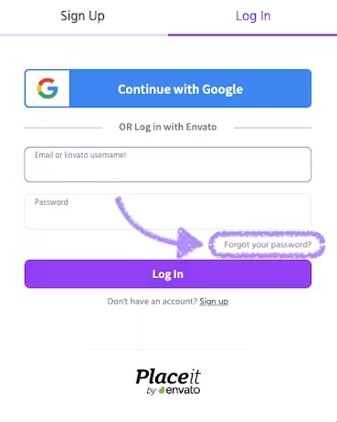 This image shows how to access Placeit by Envato using the 