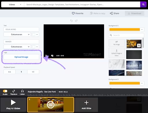 A visual explanation of how to upload an image on a Placeit video